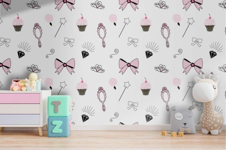Wallpaper accessori principessa pattern bambini.