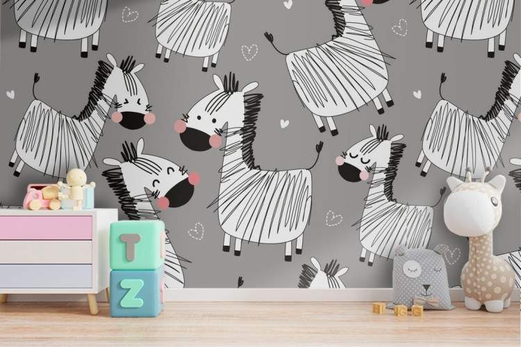 Carta da parati zebre animali decorazione bambini e adesivi murali