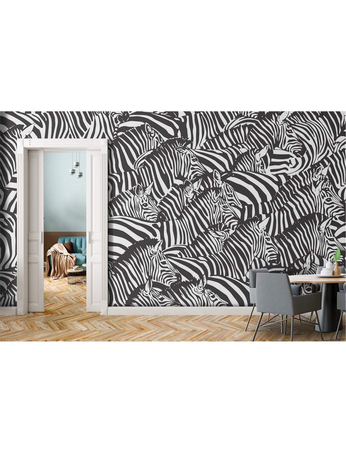 Carta da parati zebre design moderno pattern animali e adesivi murali