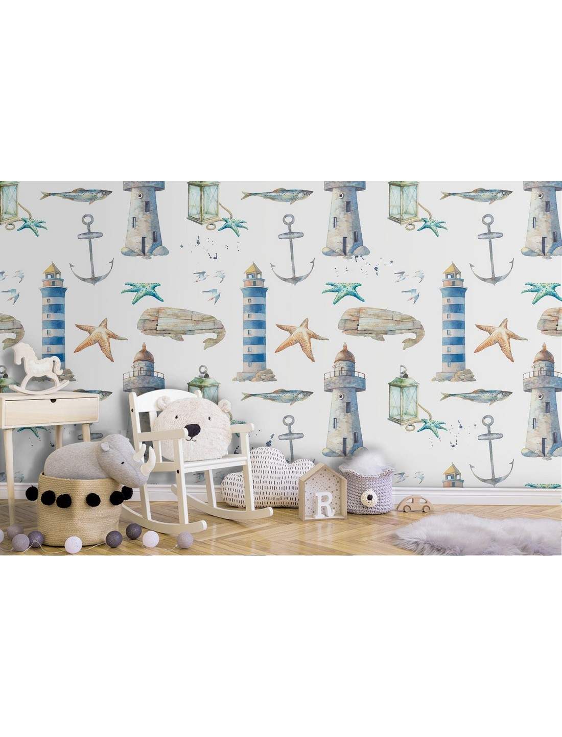 Wallpaper decorations marine children patterns and wall decals