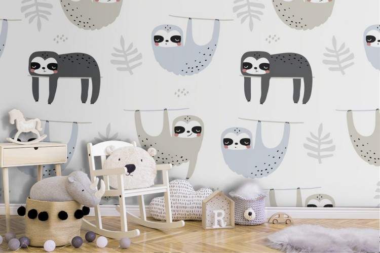 Sloth animal wallpaper children's decoration.