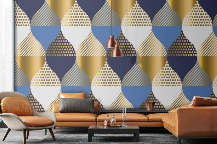 '70s geometric pattern wallpaper decoration.