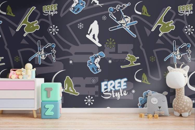 Snowboard Wallpaper Kids Decoration.