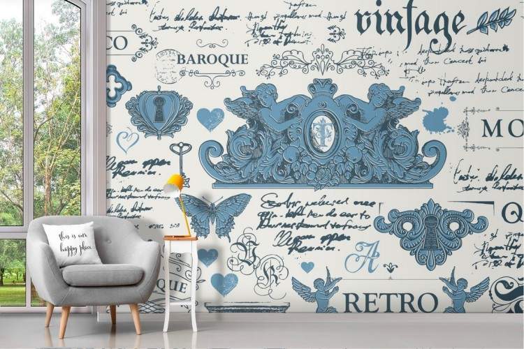 Retro vintage lettering wallpaper decoration styles.