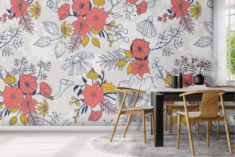 Stylized vintage floral wallpaper.