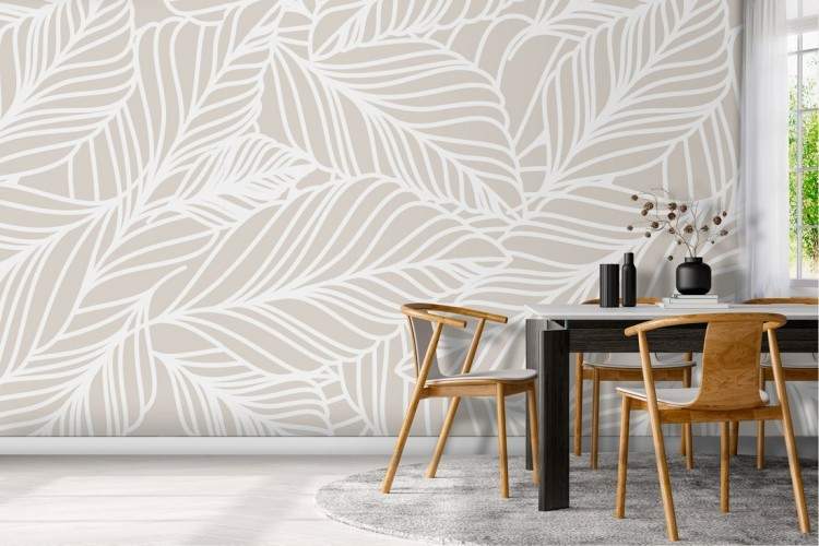 Wallpaper with stylized palm leaves decoration.