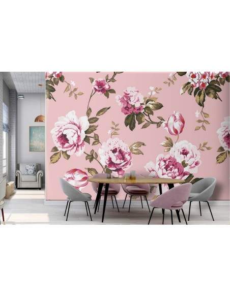 Carta da parati adesiva fiori - Piuttosto Rosa Bianca Dimensione HxL: 190cm  x 288cm