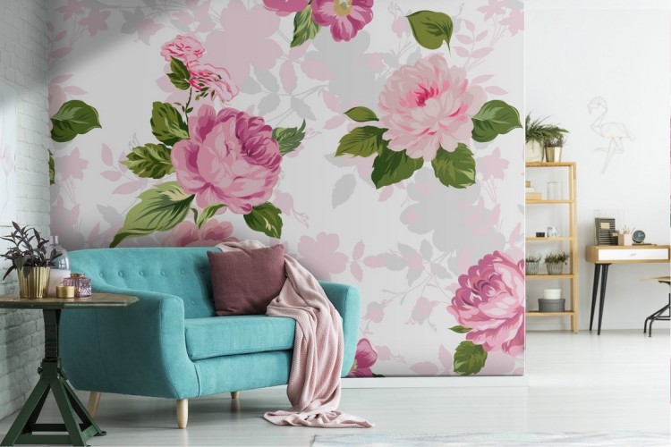 Elegant roses wallpaper decoration.