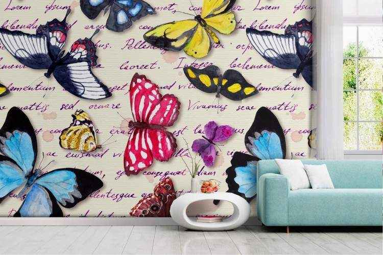 Butterfly pattern nature and writings wallpaper.