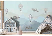 WALLPAPER ROCKETS AND HOT AIR BALLOONS