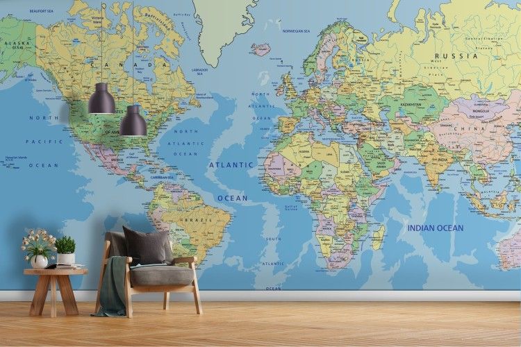 Carta da parati mappamondo - Vintage World Map – IlyDecor